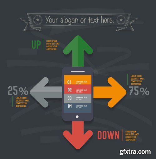 Stock Vector - Infographic Design on Blackboard, 25EPS