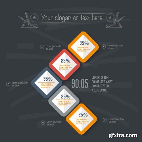 Stock Vector - Infographic Design on Blackboard, 25EPS