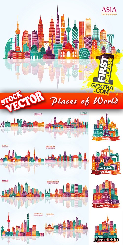 Stock Vector - Places of World, 25EPS