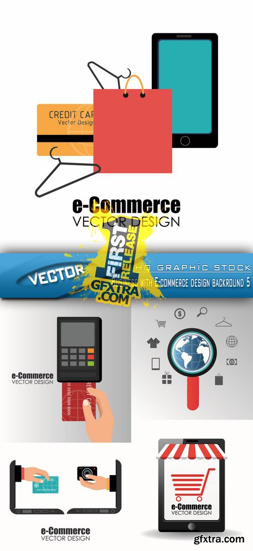 Stock Vector - Business with E-commerce design backround 5