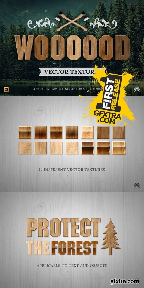 14 Wood Vector Textures - CM 101250