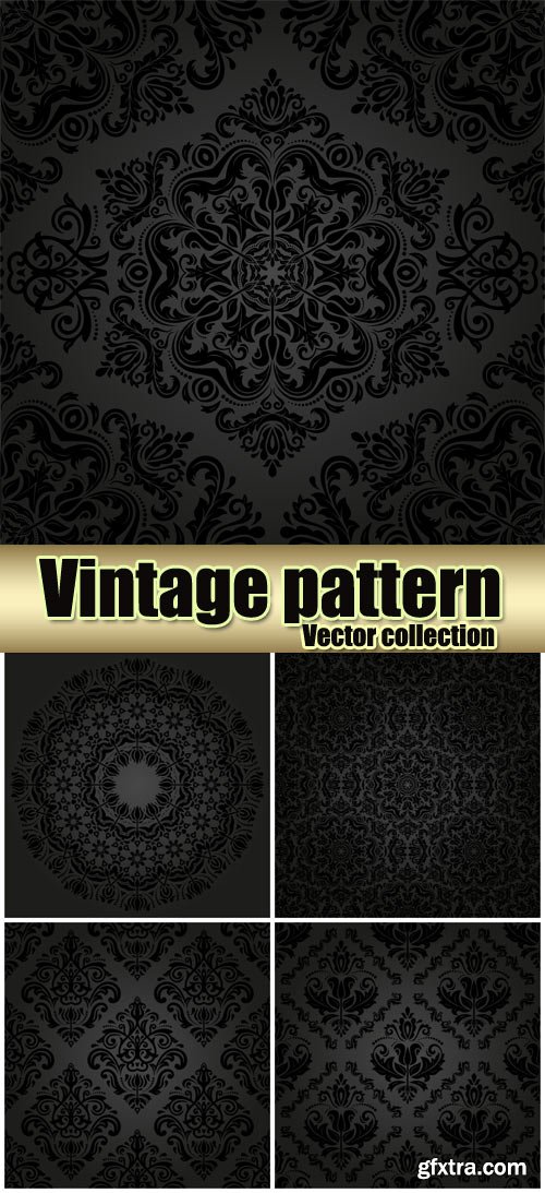 Vintage background with patterns, black backgrounds vector