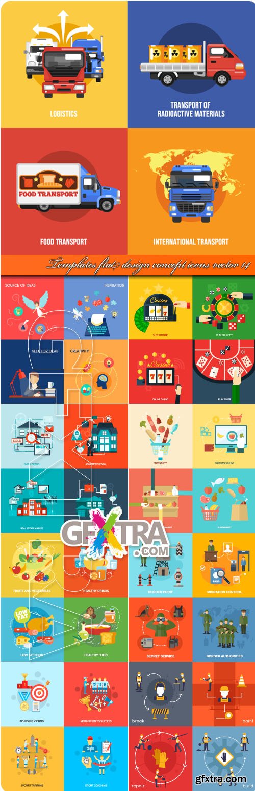 Templates flat design concept icons vector 14