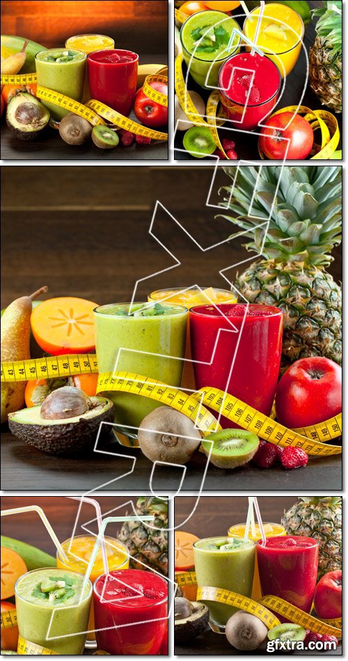 Delicios fruits fitness drink - Stock photo