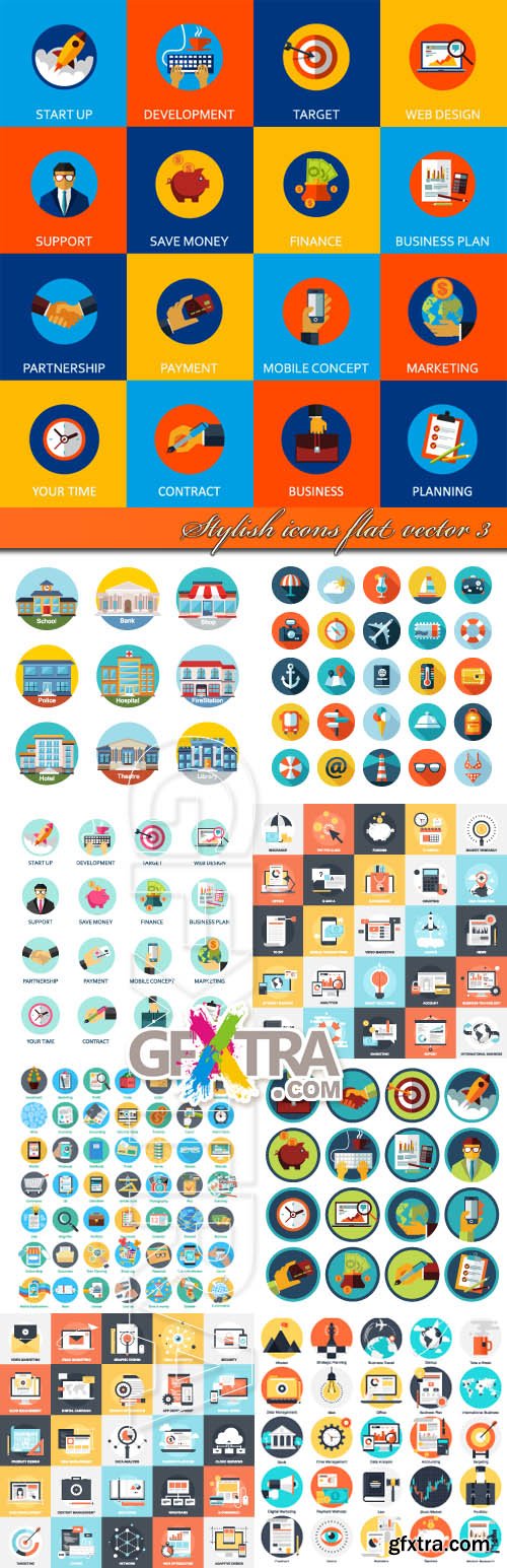 Stylish icons flat vector 3