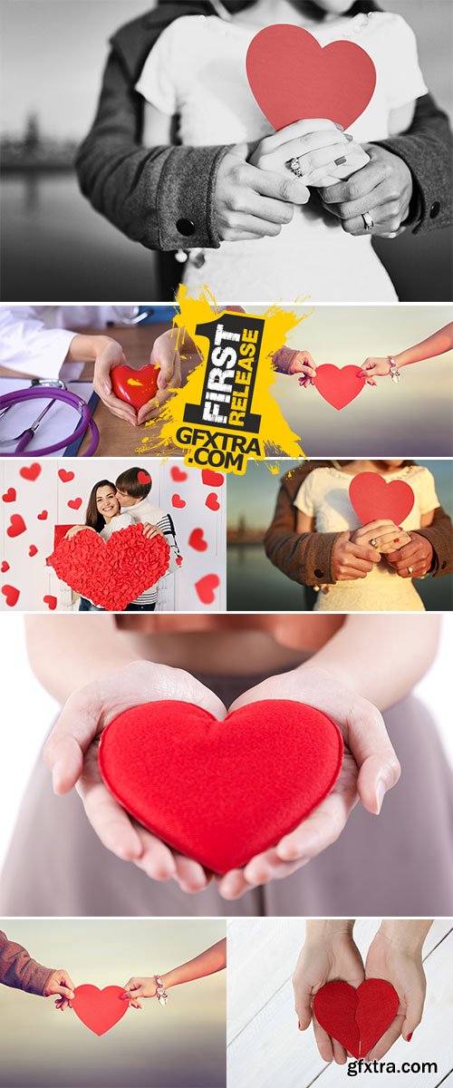 Stock Photo Woman holding a heart-shaped paper, Color effect