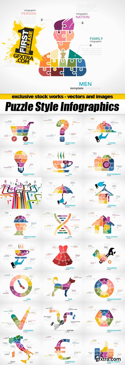 Puzzle Style Crative Infographics - 25x EPS