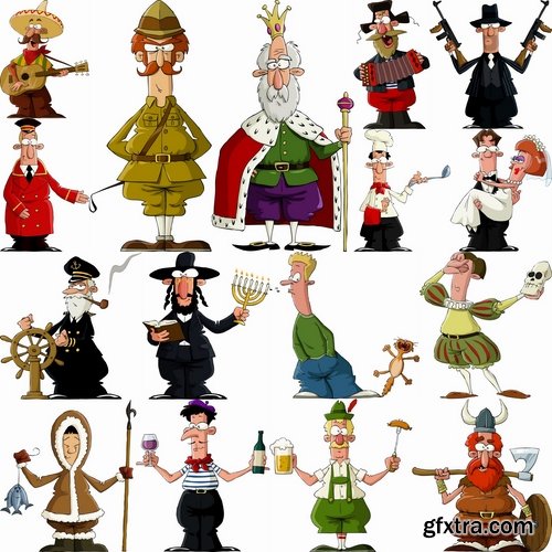 Collection of various funny toon vector image #2-25 Eps