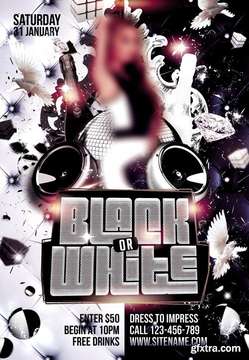 Black or White Party Flyer PSD Template