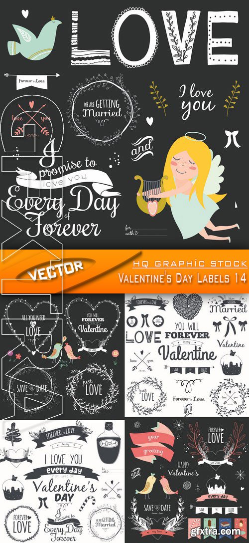 Stock Vector - Valentine's Day Labels 14