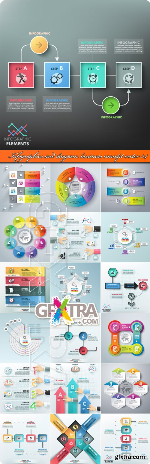 Infographics and diagram business concept vector 34