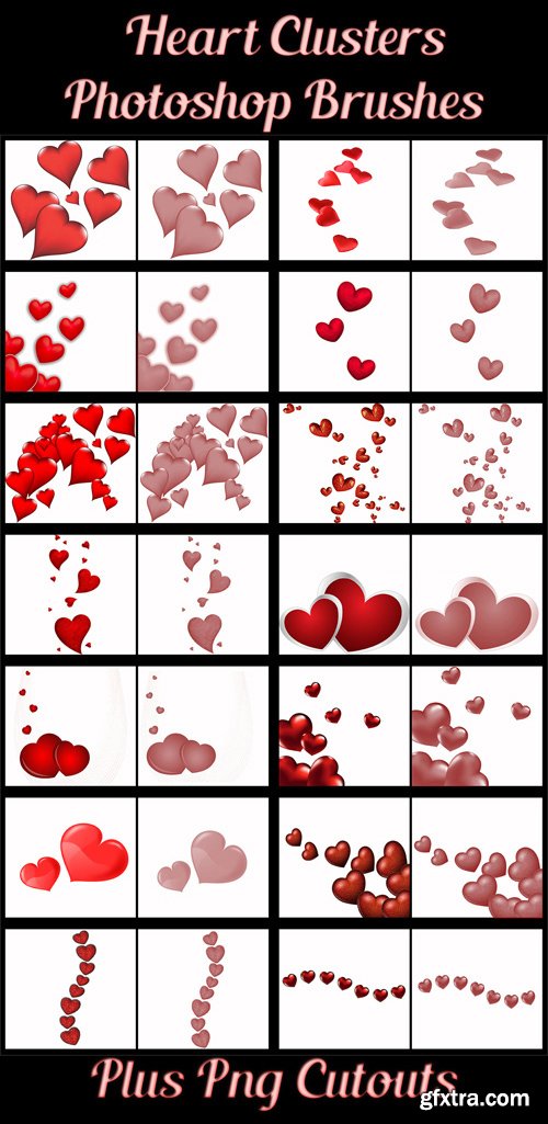 Photoshop Brushes - Cluster Hearts