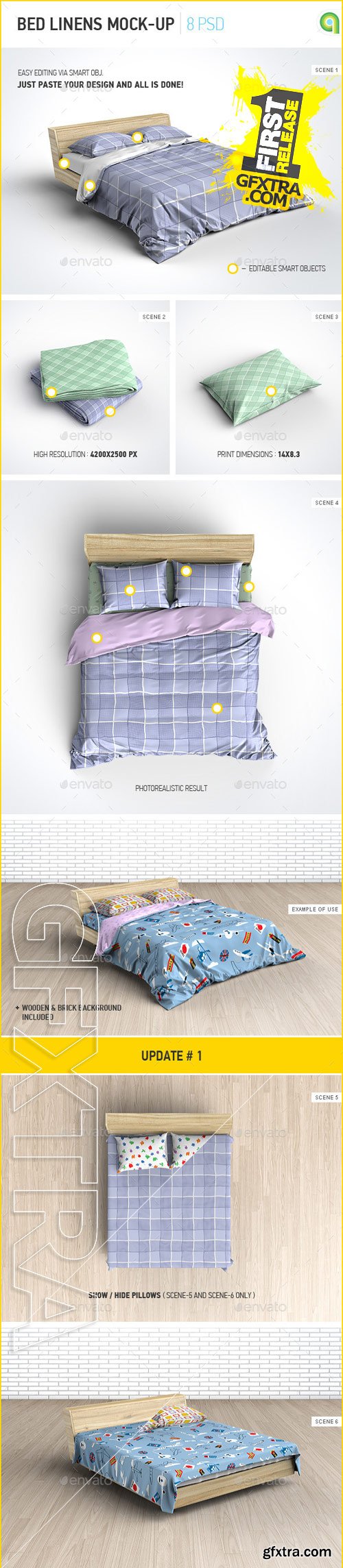 GraphicRiver - Bed Linens Mock-Up / Bedding Set Template 9774753