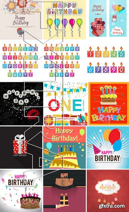 Stock Vectors - Happy birthday, 25xEPS