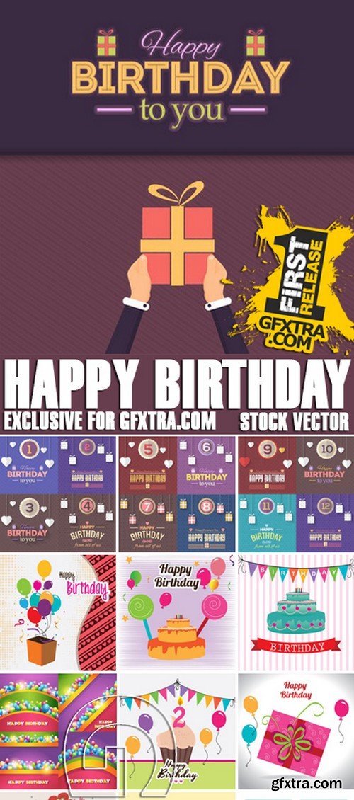 Stock Vectors - Happy birthday, 25xEPS