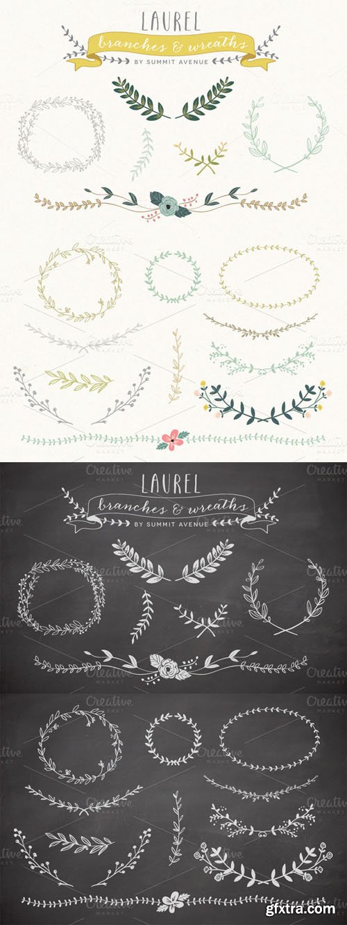 Vintage Laurel & Wreath Vector and PNG Designs - CM 8573