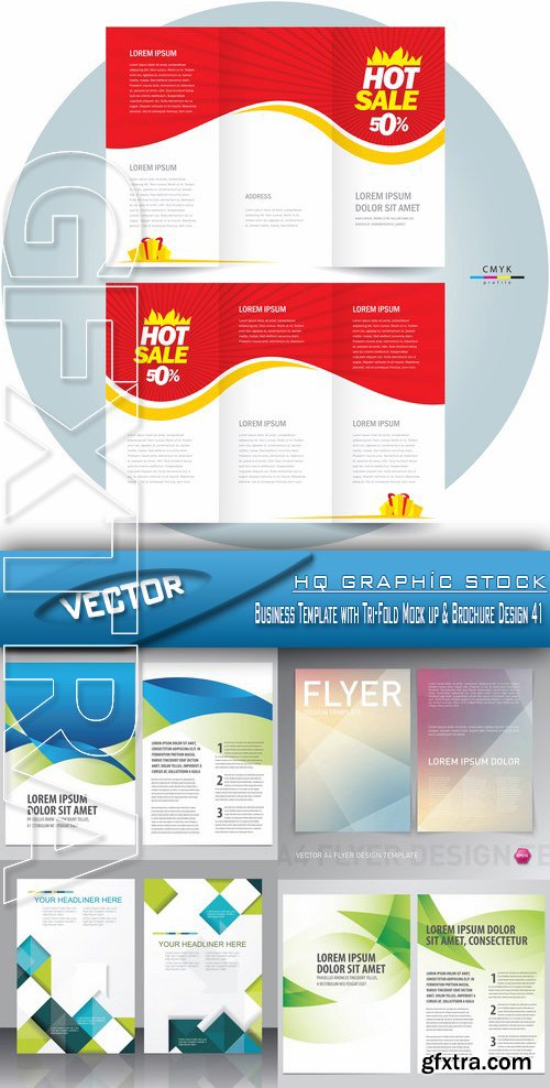 Stock Vector - Business Template with Tri-Fold Mock up & Brochure Design 41