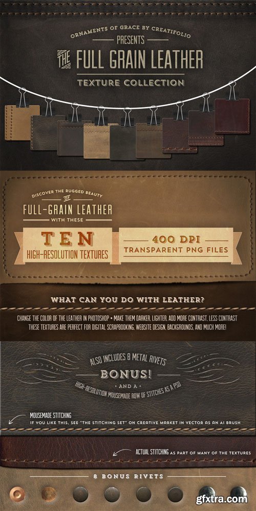 Full-Grain Leather Textures - PNGs - CM 6319