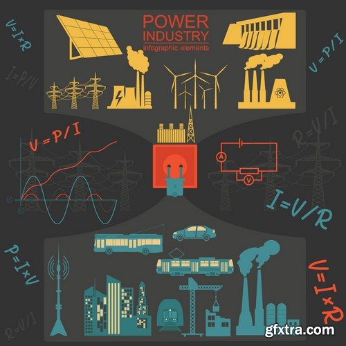 Stock Vectors - Power industry, 25xEPS