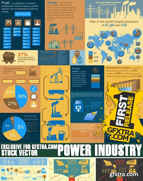 Stock Vectors - Power industry, 25xEPS