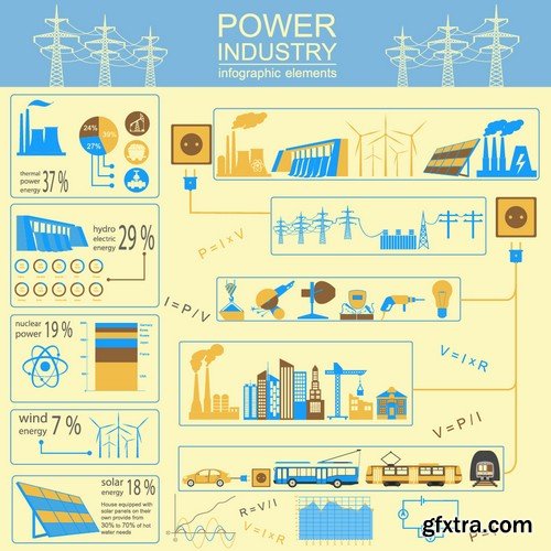 Stock Vectors - Power industry, 25xEPS