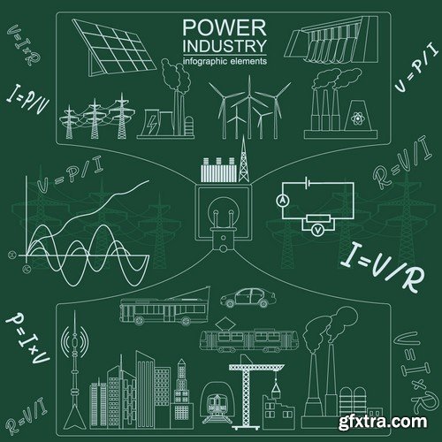 Stock Vectors - Power industry, 25xEPS