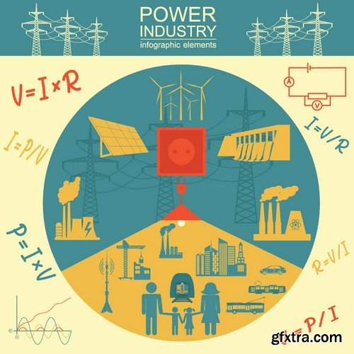 Stock Vectors - Power industry, 25xEPS