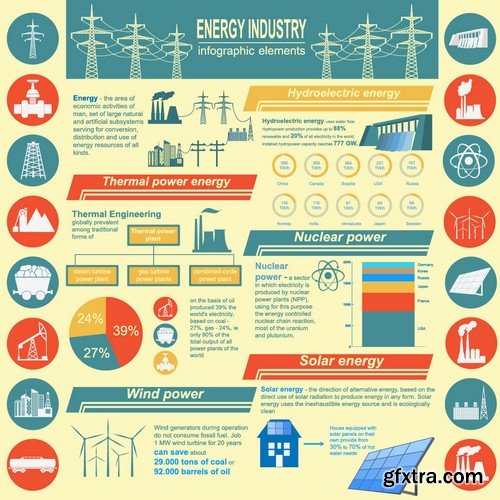 Stock Vectors - Power industry, 25xEPS