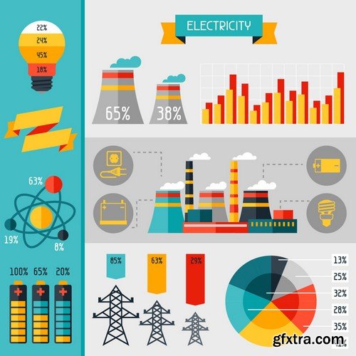 Stock Vectors - Power industry, 25xEPS