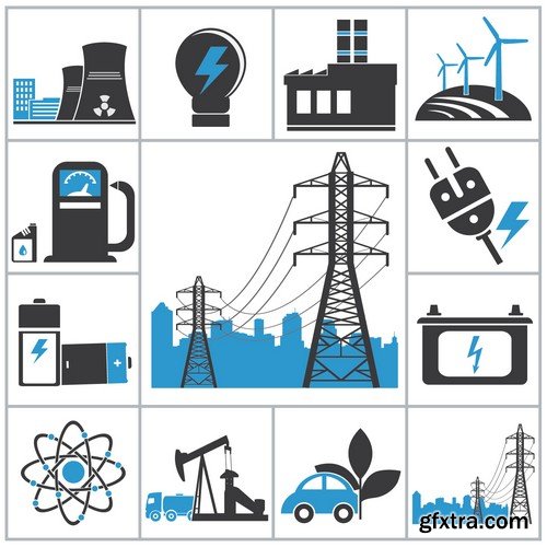 Stock Vectors - Power industry, 25xEPS