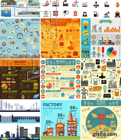 Stock Vectors - Power industry, 25xEPS