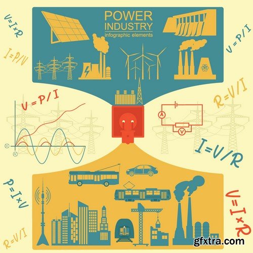 Stock Vectors - Power industry, 25xEPS