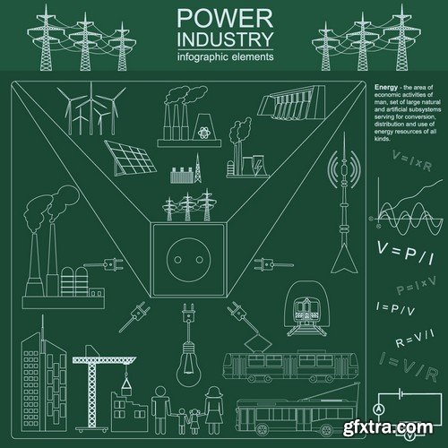 Stock Vectors - Power industry, 25xEPS