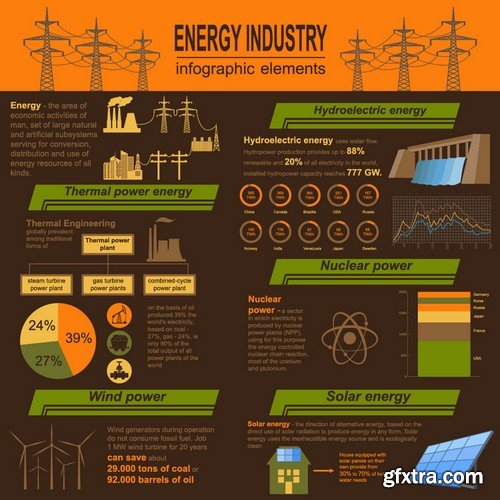 Stock Vectors - Power industry, 25xEPS