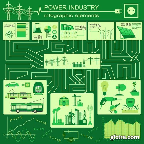 Stock Vectors - Power industry, 25xEPS