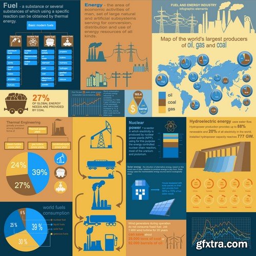 Stock Vectors - Power industry, 25xEPS