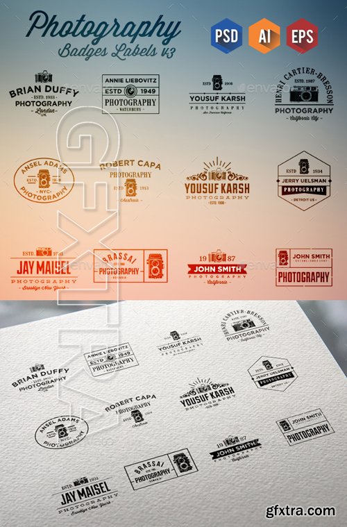 GraphicRiver - 12 Photography Badge Labels v4 10175253