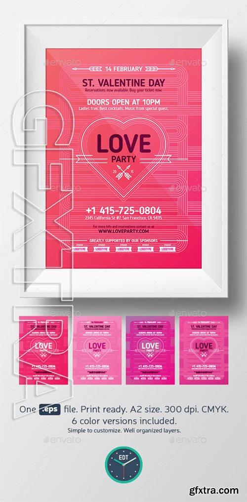 GraphicRiver - Valentines Day Love Party Poster Template 10186416