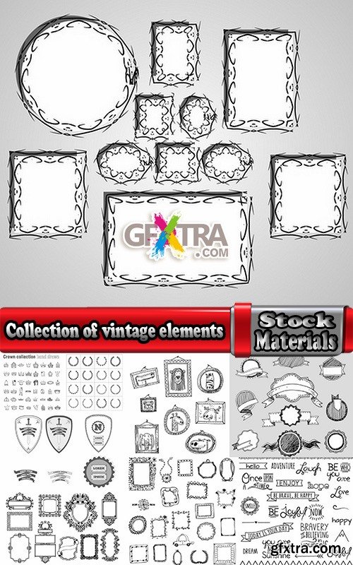 Collection of vintage elements vector images heraldry 25 Eps