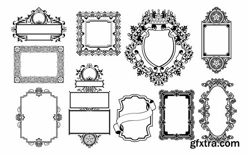 Collection of vintage elements vector images heraldry 25 Eps