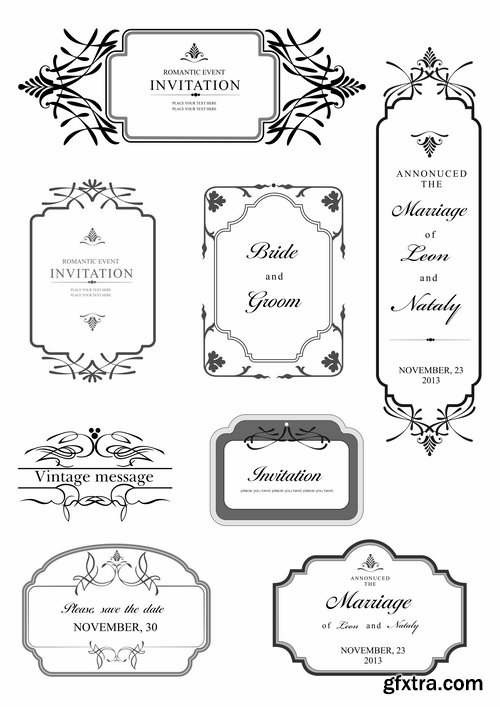 Collection of vintage elements vector images heraldry 25 Eps