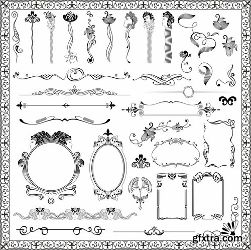 Collection of vintage elements vector images heraldry 25 Eps