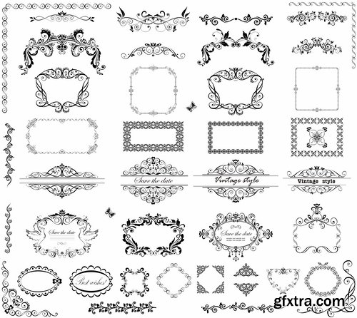 Collection of vintage elements vector images heraldry 25 Eps