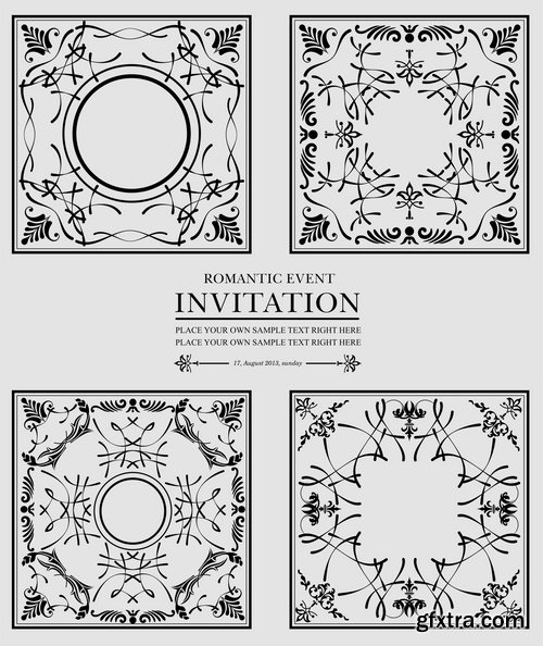 Collection of vintage elements vector images heraldry 25 Eps