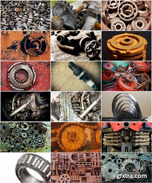 Collection of vintage gear with rust 25 HQ Jpeg