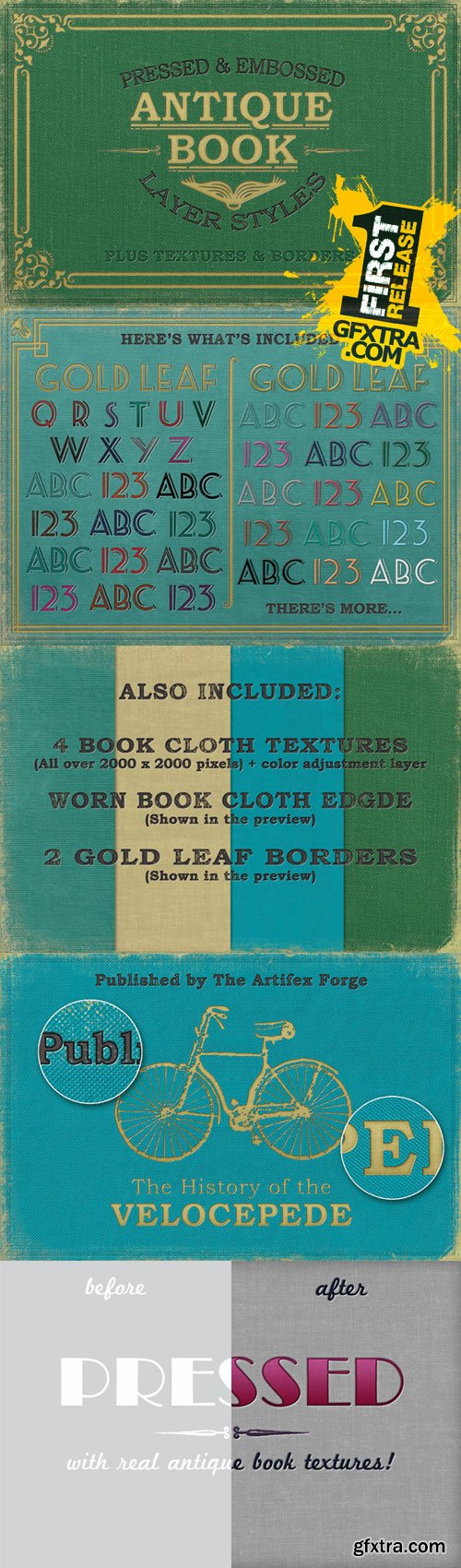 GraphicRiver - Pressed Antique Book Styles+ Backgrounds & Borders 9556920