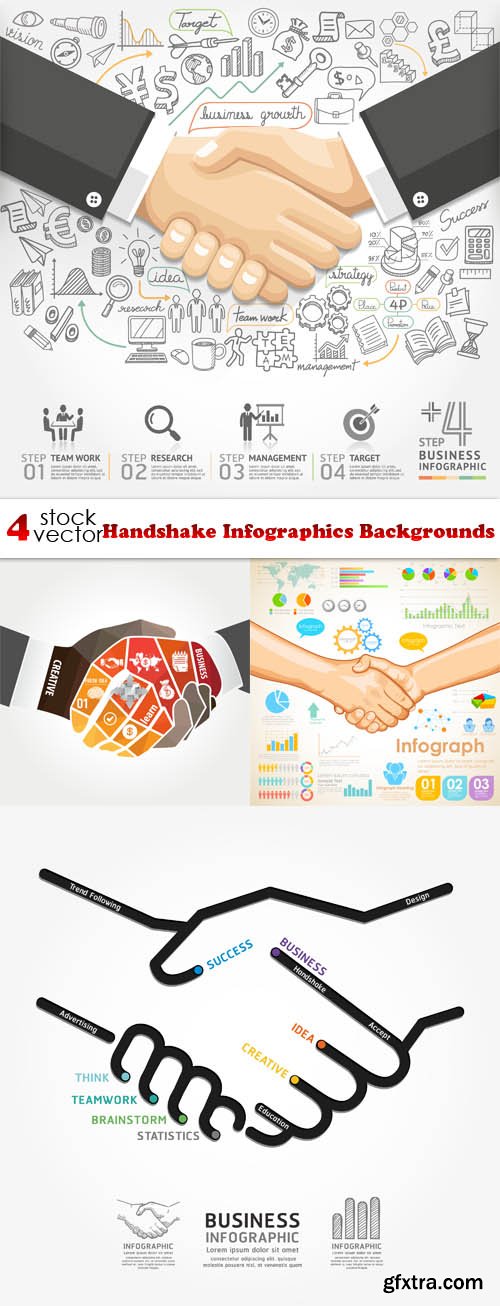 Vectors - Handshake Infographics Backgrounds