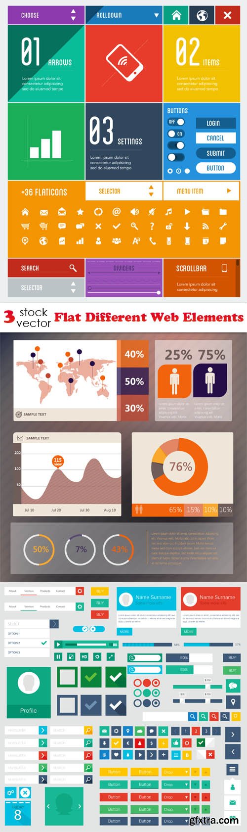 Vectors - Flat Different Web Elements