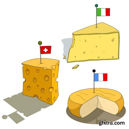 Stock Vectors - Cheese 2, 25xEPS