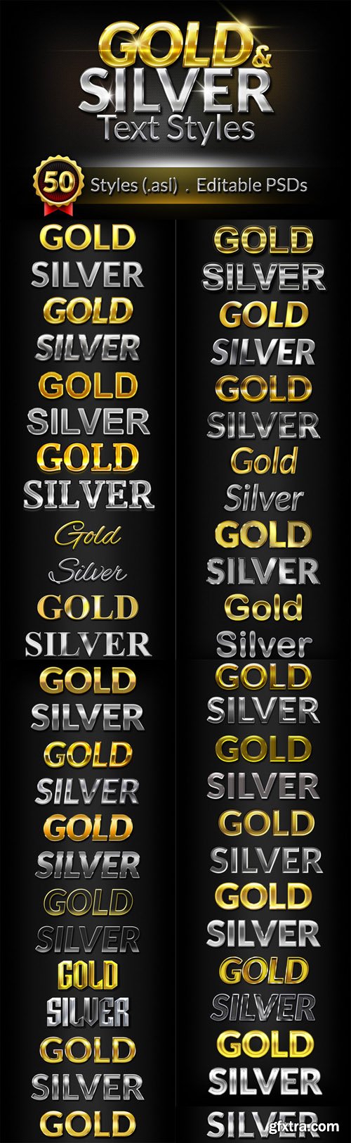 50 Gold & Silver Text Styles - CM 46314